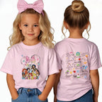 Spring Disney Princess Children's Aldult T-shirt Retro Princess Short Sleeve Double-sided Printed T-shirt Disneyland Trip Tshirt