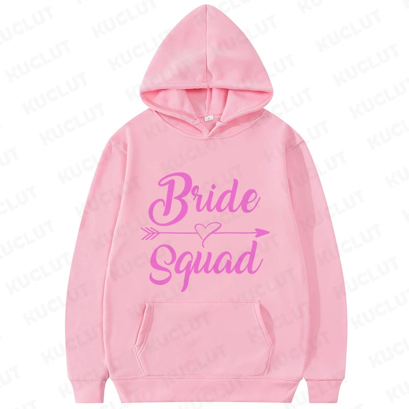 Team Bride Squad Hoodies,  Arrow Heart Graphic Sweatshirts, Women's Casual Hooded Tops for Bridal Wedding & Bachelorette Party