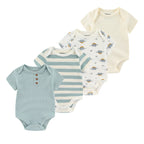 4Pieces Newborn Baby Boy Clothes Cartoon Cotton Romper Summer Short Sleeve Baby Girl Clothes 0-12M Print Bodysuit Bebes