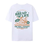 Bread of Life Funny Christian T-Shirt Bible Verse Inspirational Graphic Tee Loose Retro Jesus Faith Men Shirt Vintage Unisex Top