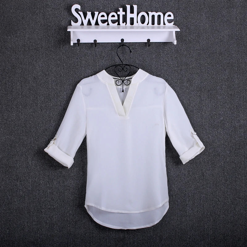 Plus Size Blouse Clothing Women Long Sleeve Shirt Chiffon Blouse Ladies Top
