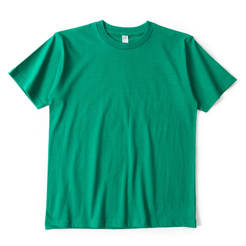 Plus Size Pure Cotton Full-color Short-sleeved T-shirt Solid Color Thick Loose Casual Versatile Bottoming Shirt Top Men Women