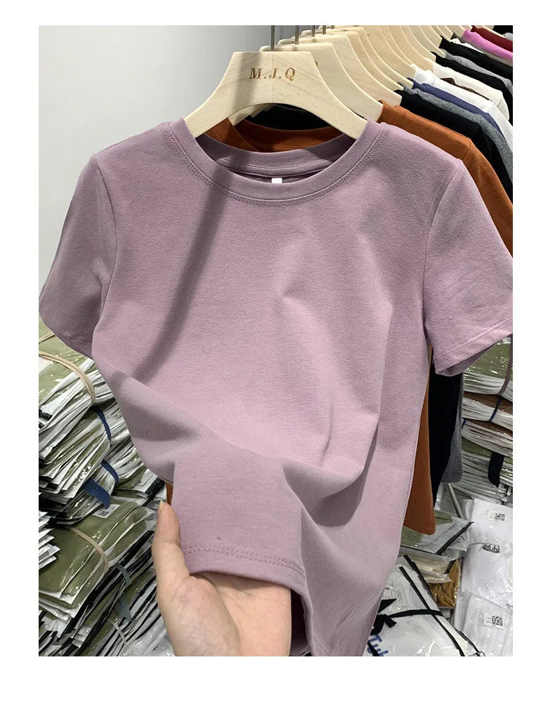 Women T Shirt Girls T-Shirt Woman Clothes Tops Cotton Tshirt Female Short Sleeve Spring Tee Sexy Y2k Top White