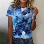 Women's T-Shirts Flowers Fashion Print O Neck Short Sleeve Tees O-Neck Personality Women Summer Harajuku Loose Female Clothing