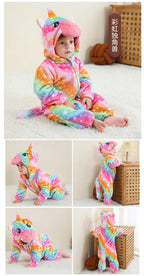 Cartoon Flannel Baby Rompers Unicorn Rabbit Dinosaur Pajamas Cotton Baby Boy Girls Animal Costume Baby Jumpsuit Kigurumi Outfits