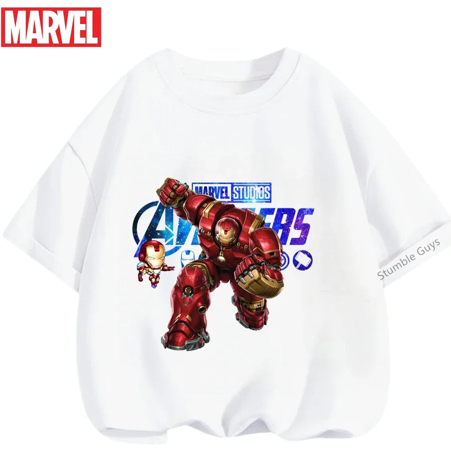 Kids Marvel Iron Man Avengers T-Shirt Boys Girls Summer Casual Tees 2026 New Anime Clothes