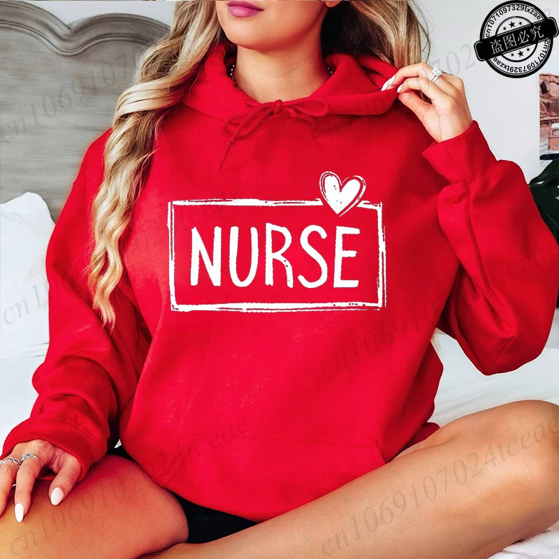 Nurse Print Women Hoodies, Casual Nurse Life Graphic Sweatshirts Tops, Nursing Student Gift, Soft Long Sleeve Hoodies for Ladies