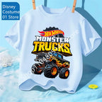 Summer Kids T Shirt Hot Wheels T-shirt Boys Girls Short Sleeve Tops Cartoon Cars Graphic Trucks Print T-shirt Children Clothing
