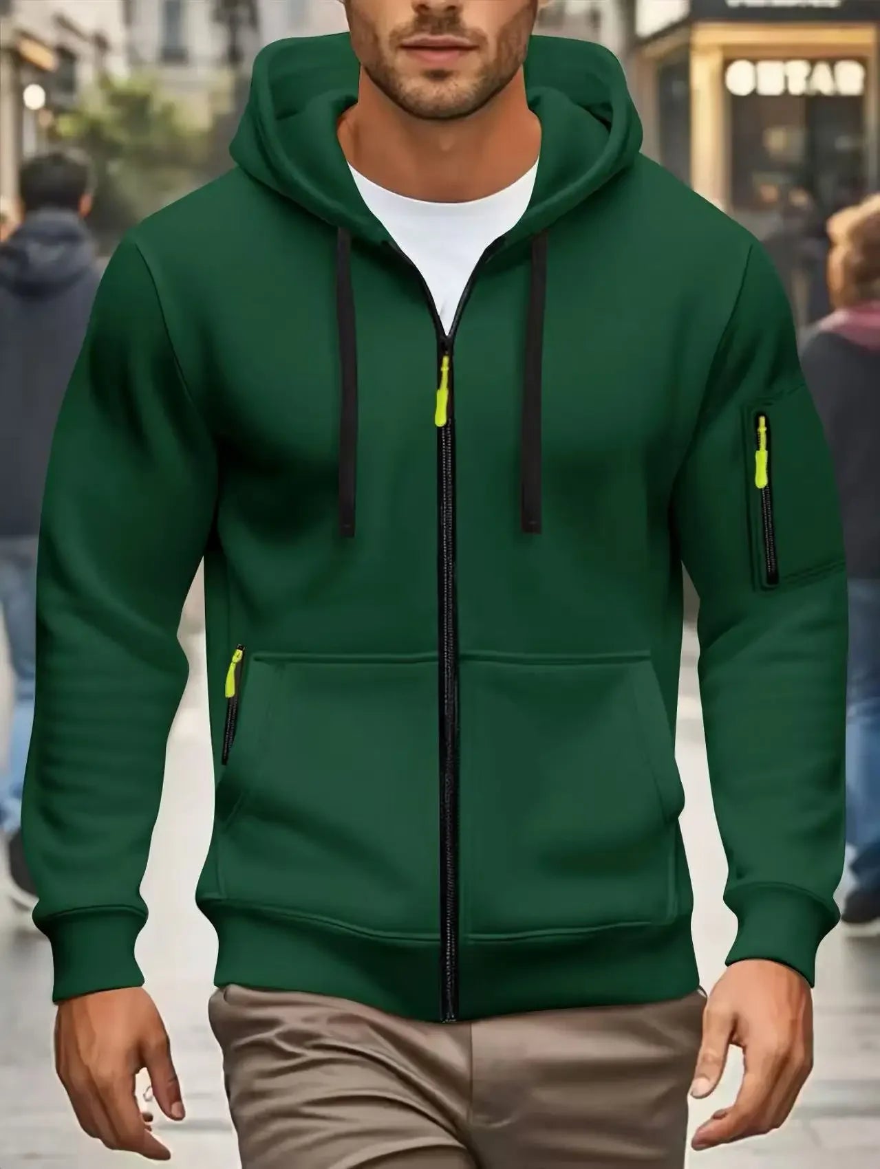 Men autumn and winter New Hoodies Long Sleeve Sweatshirt pocket Zipper Design Hooded Sweatshirt  Men Sportswear Casual Jacket