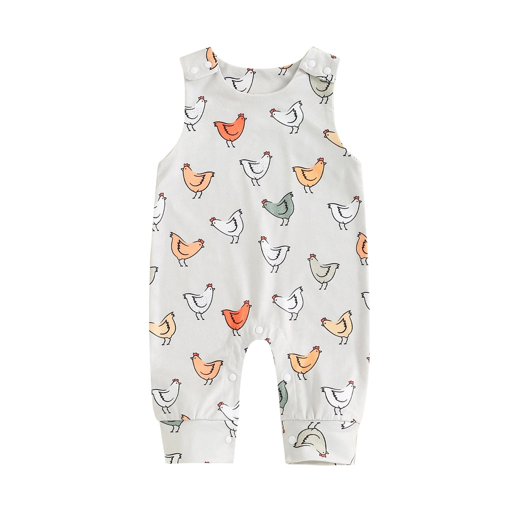 Citgeett Summer Infant Baby Girls Boys Rompers Print Straps Sleeveless Jumpsuits Overalls Clothes