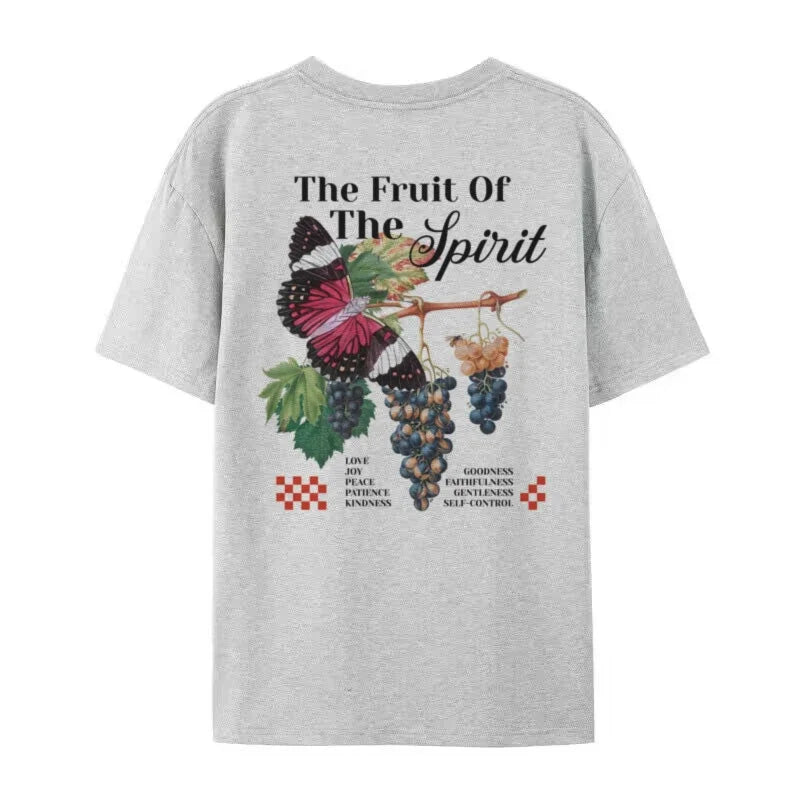 Vintage Boho Cottagecore Female Top Fruit of Spirit Christian T-Shirt Bible Verse Religious Faith Graphic Tee for Women Men