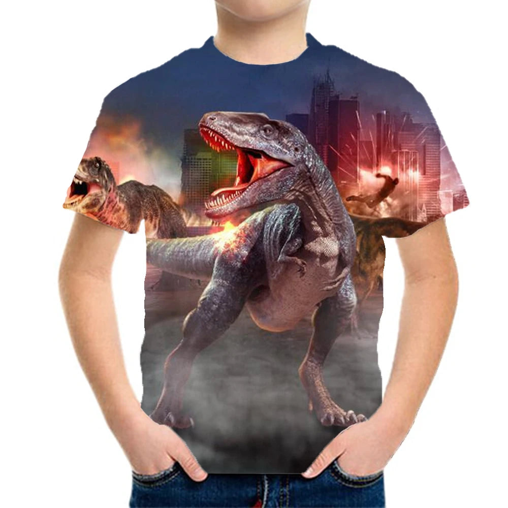 Children's Clothing Boys Tshirt Children's T-Shirts 3D Dinosaur Graphic Print Kids Summer Clothes Fashion Casual Tees Girl Tops