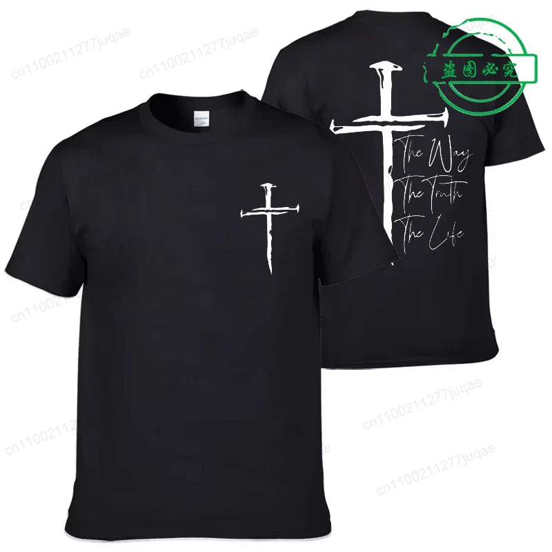 New Summer Men's T-Shirt Clothing Jesus Cross Vintage Printed Tees for Men Women Oversized Tops Christian Faith Shirt Clothing