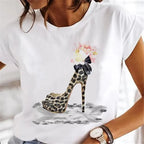 Sweet Wine Plus Size T-Shirt Women Clothing Print Girl 90s Cartoon Printing Clothes Graphic Top Lady Female Tee
