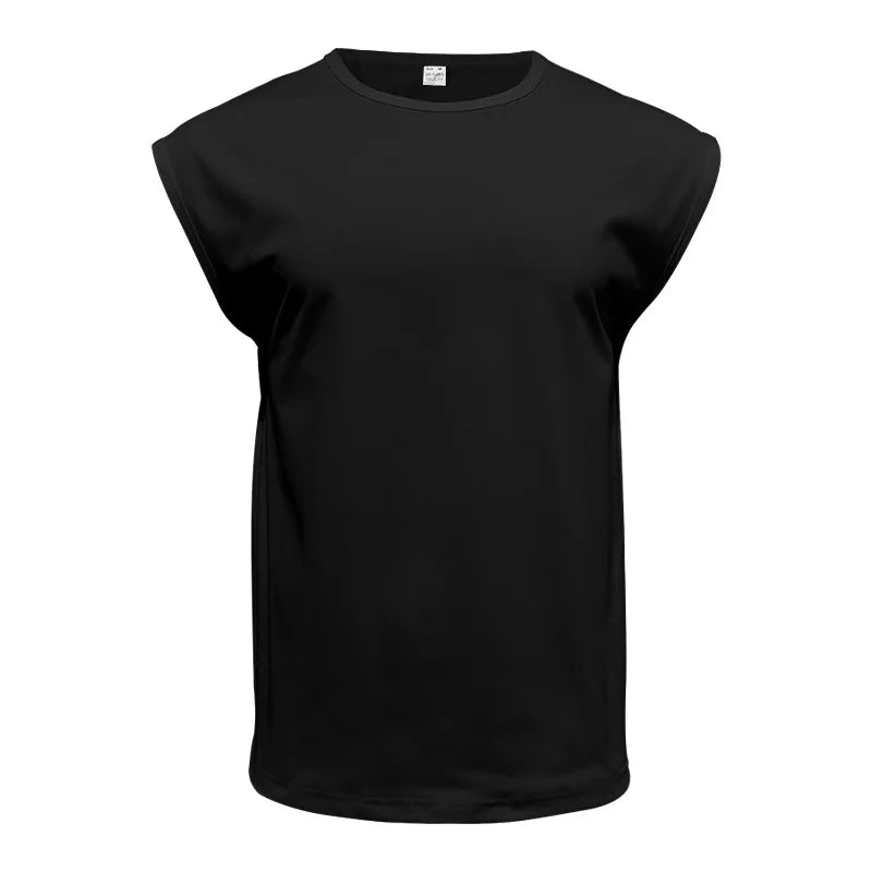 Amazon cross-border American summer new vest men's loose youth casual solid color thin shoulder T-shirt for men