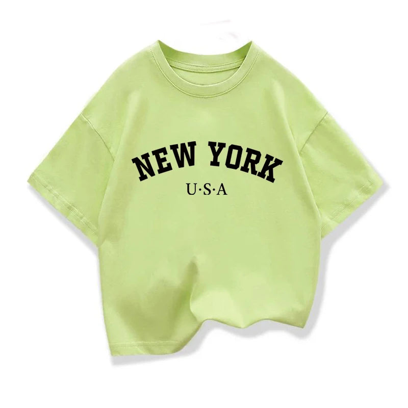 Summer Baby Boy Clothes Kid Girls Casual Tops New York Printed T-shirts Children Fashion Crew Neck Short Sleeve Top