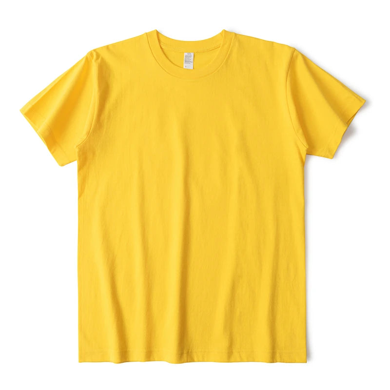 Plus Size Pure Cotton Full-color Short-sleeved T-shirt Solid Color Thick Loose Casual Versatile Bottoming Shirt Top Men Women