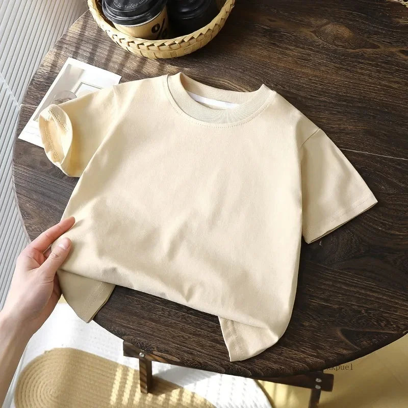 2025 Children's Cotton Short Sleeve White Red Black T-shirt Girls' Summer Baby Clothes Kids Boys' Tops