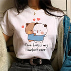 Bubu Dudu T-shirt Female Designer Anime Cute Girl Pattern Fun Harajuku T-shirt Summer Cotton Casual Breathable Loose Top