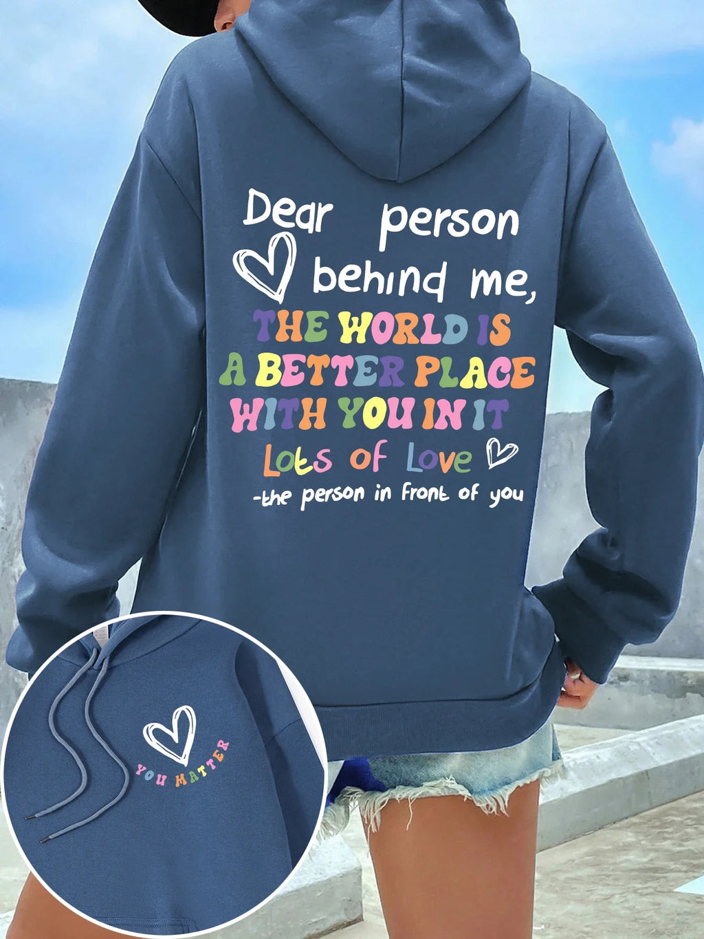 Dear Person Behind Me Hoodie Women Colored Letters Warm Fleece Woman Hoody Fur-liner Spring Autumn Hoodies Y2K Casual Tops