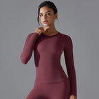 Yoga Shirts For Women Long Sleeve Winter Fitness Running Gym Clothes Workout Dry Fit Breathable High Elastic Sports Top