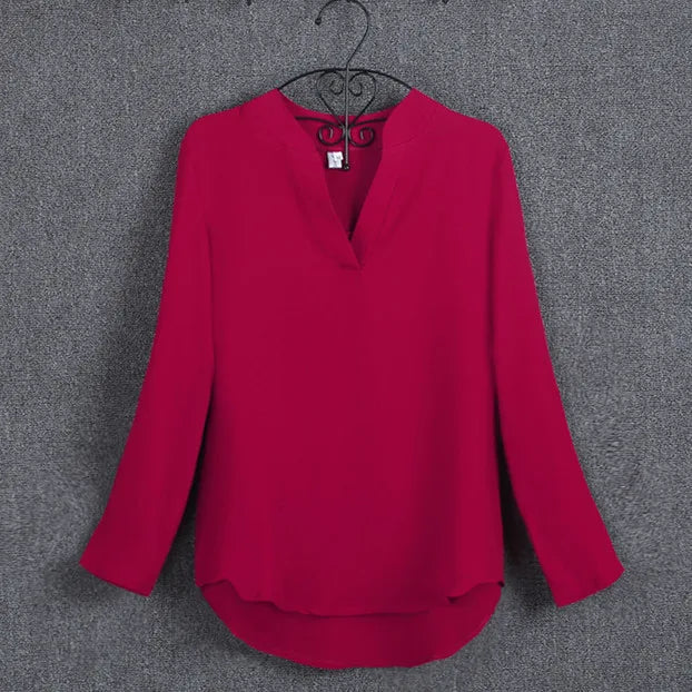 Plus Size Blouse Clothing Women Long Sleeve Shirt Chiffon Blouse Ladies Top