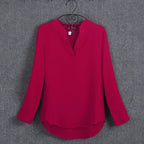 Plus Size Blouse Clothing Women Long Sleeve Shirt Chiffon Blouse Ladies Top