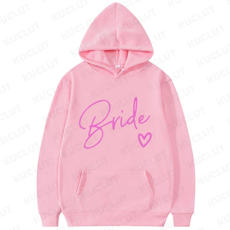 Team Bride Matching Hoodies Women Soft Casual Bridesmaid Bachelorette Party Gift Hooded Sweatshirts Wedding Group Outfits Tops