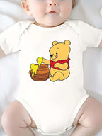 Winnie The Pooh Eat Honey Pattern Printed Baby Clothes Rompers Cartoon Infant Toddler Boys Girls Jumpsuit Bodysuits