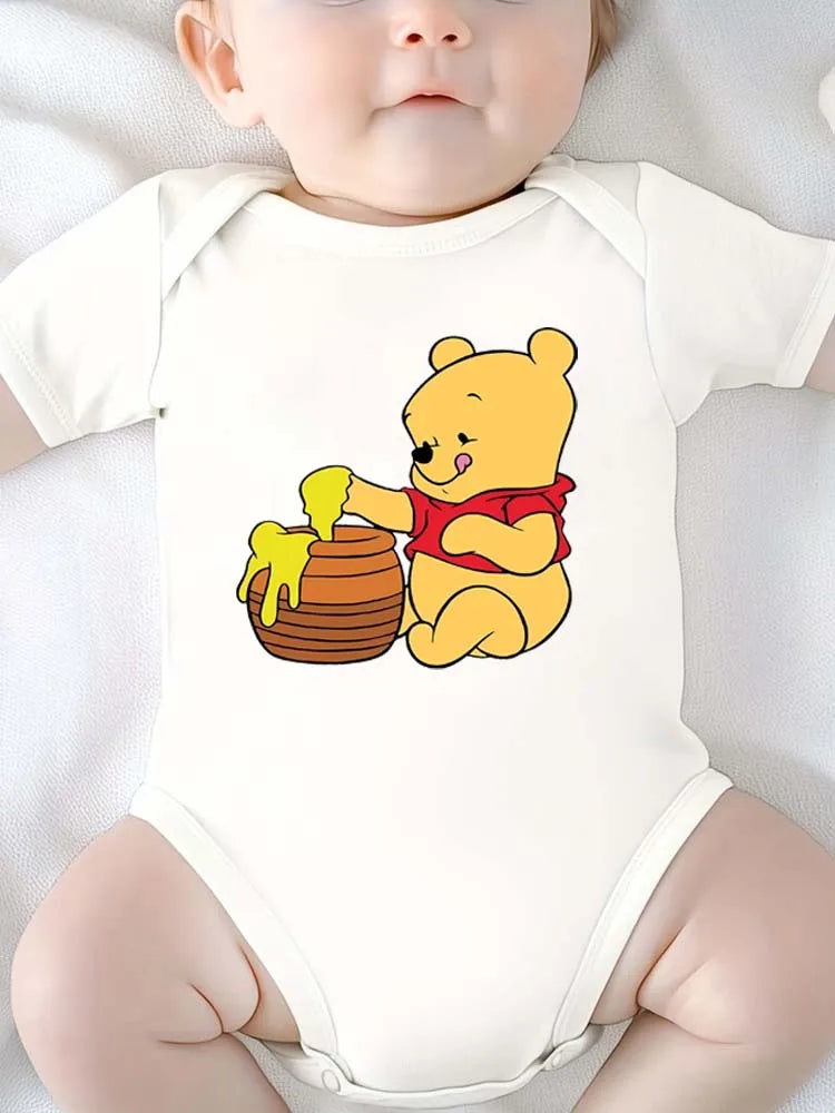 Winnie The Pooh Eat Honey Pattern Printed Baby Clothes Rompers Cartoon Infant Toddler Boys Girls Jumpsuit Bodysuits