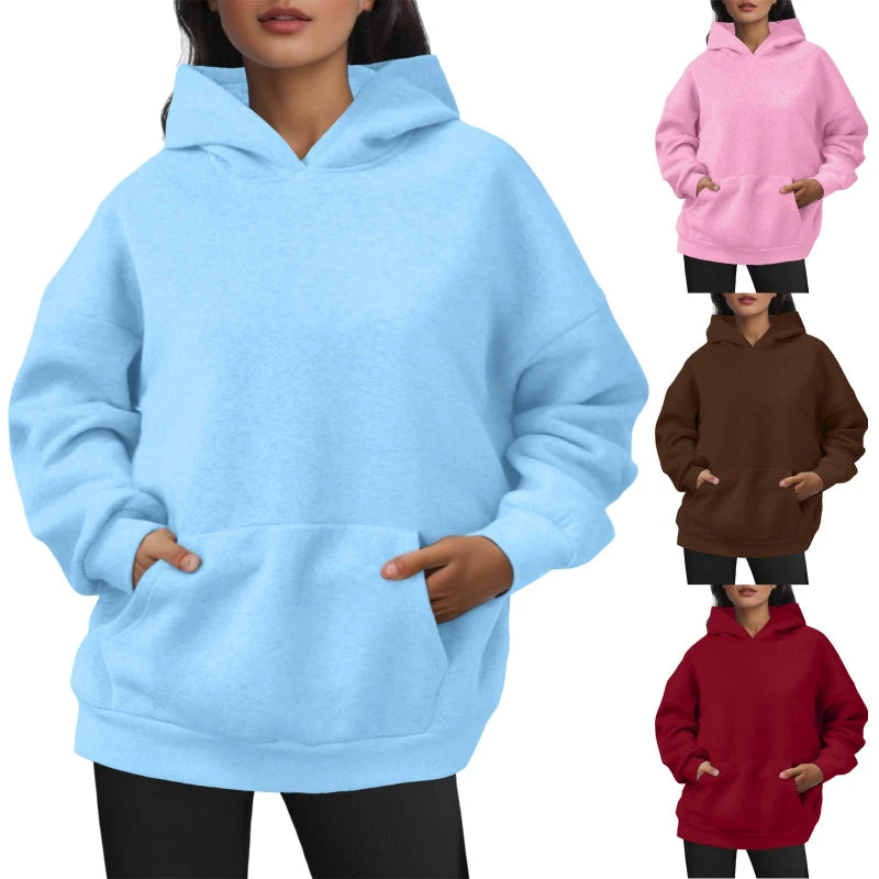 Plus Size Hoodies for Women Women's Oversized Hoodie Loose Fit Soft Fleece Pullover Hooded Sweatshirt with Pockets for Girls