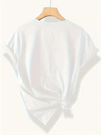 Spring and summer letter printed round neck T-shirt, casual short sleeved top, plus size women's clothing