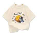 2025 New Kids Clothing Spaceman Travel Graphic Summer T-Shirt Boy And Girl Cotton Fashion Tops Teen Boys Loose Short Sleeve Tee