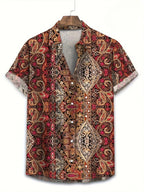 Hawaii Shirts for Men 3D Paisley Graphic Short-sleeved T-shirt Casual Lapel Buttons Male Tops Summer Oversized Bohemian Man Tees