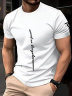 Men's quick drying breathable loose training round neck T-shirt with letter pattern printed on the fabric durable outdoor casual