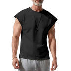 Amazon cross-border American summer new vest men's loose youth casual solid color thin shoulder T-shirt for men