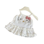 2026 Baby Girls Summer Clothing Cute Cat Plaid Bow Lace Halter Tops Tees Shirts Fashion Kids Children Cotton Casual Clothes