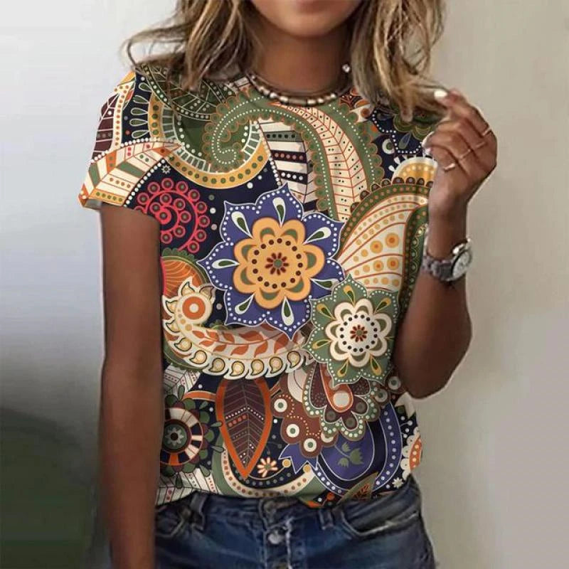 Summer Casual Vintage Women's T-shirts Ladies 3D Print Butterfly O-Neck T Shirt Female Fashion Loose Short Sleeve Tops Tees