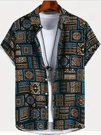 Hawaii Shirts for Men 3D Paisley Graphic Short-sleeved T-shirt Casual Lapel Buttons Male Tops Summer Oversized Bohemian Man Tees