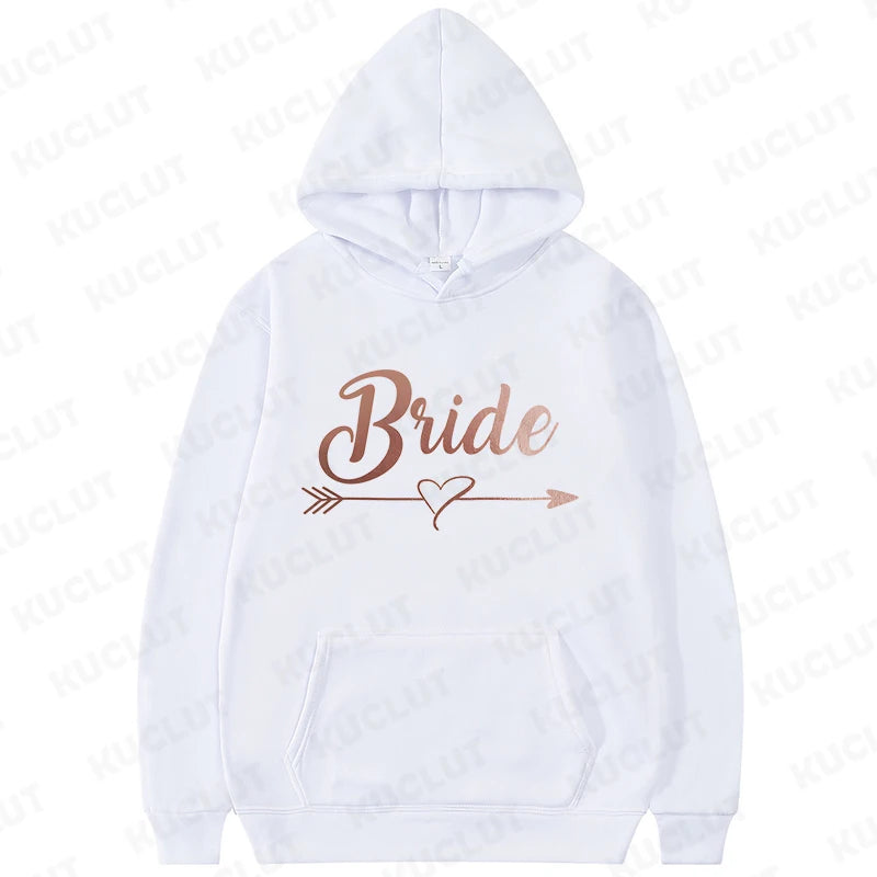 Team Bride Squad Hoodies,  Arrow Heart Graphic Sweatshirts, Women's Casual Hooded Tops for Bridal Wedding & Bachelorette Party