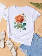 Graphic T-shirt Women Top Lady Female Shirt Tee Flower Carto Women Clothes Aesthetic Clothes Tops