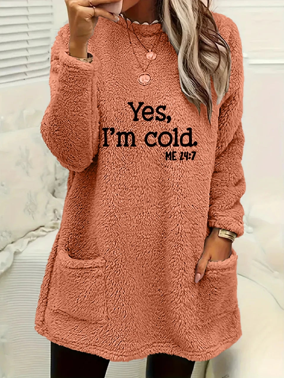 Plus-size European and American cross-border  autumn and winter new casual print pocket plush sweatshirt