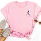New Women T Shirt Cute Than Heart Printed T-shirt Fashion Love Heart Loose Short Sleevs Round Neck T-shirt Casual Female Tops
