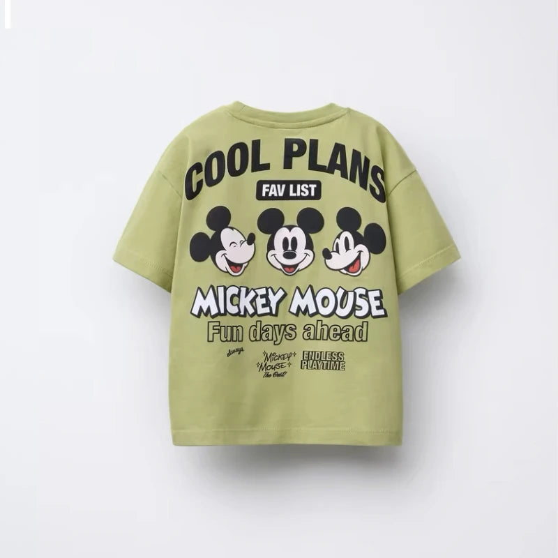 Cute Printed T-shirt Round Neck Basic 2025 Summer Clothing For Boys Simple Fashion T-shirt Cartoon Top Short Sleeve