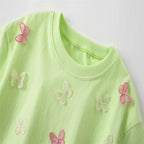 Jumping Meters 3-8T Animals Summer Girls Tshirts Butterflies Applique Short Sleeve Baby Clothes Embroidery Children's Tees