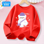 Kawaii Lovely Heart T-shirt for Girls - Cute Pink Purple Heart Print Long Sleeve Top, Kids Casual Cotton Basic Shirt
