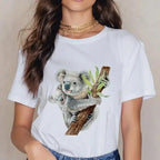 Women Cartoon Kawaii Animal Koala Print Woman Tshirt Harajuku Ropa Mujer Graphic Plus Size T-Shirt Casual Streetwear  Tees