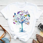 Fashion Women Men T Shirt Colorful Butterfly Petal Graphic Print T Shirt Casual Crew Neck Short Sleeve Plus Size T Shirt Unisex