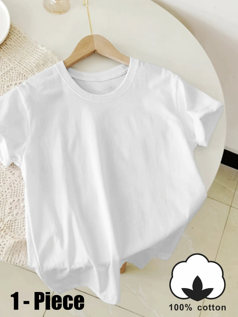 Plus Size Ladies' 100% Cotton T-Shirt Set Comfortable Casual T-Shirts, Colors Include Navy Blue White Black Beige