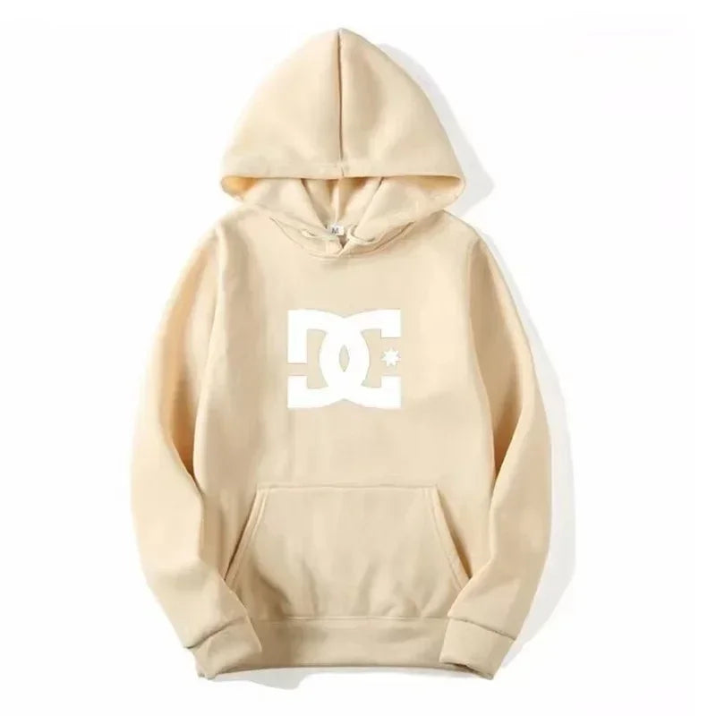 DC Letter Men's Hoodie Men's and Women's Fashion Simple Long Sleeve Sweatshirt Autumn and Winter Street Trend Large Gym Hoodie